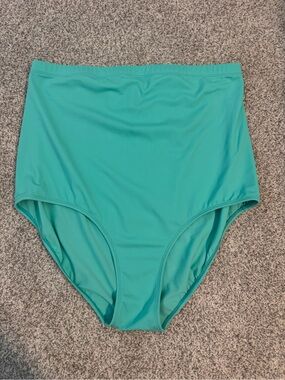 High-Waist Swim Briefs in Teal for Women